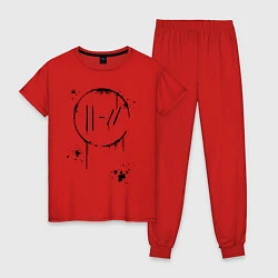 Пижама хлопковая женская TWENTY ONE PILOTS TOP, цвет: красный