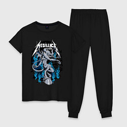 Пижама хлопковая женская Metallica - серый черт, цвет: черный