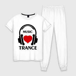 Пижама хлопковая женская Trance Music is Love, цвет: белый