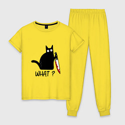 Пижама хлопковая женская What cat, цвет: желтый