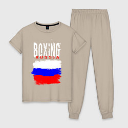 Пижама хлопковая женская Бокс Россия, цвет: миндальный