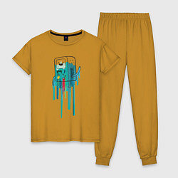 Пижама хлопковая женская БиМо Adventure Time, цвет: горчичный