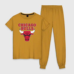 Пижама хлопковая женская CHICAGO BULLS, цвет: горчичный