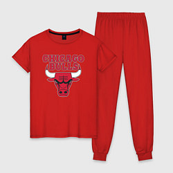 Пижама хлопковая женская CHICAGO BULLS, цвет: красный