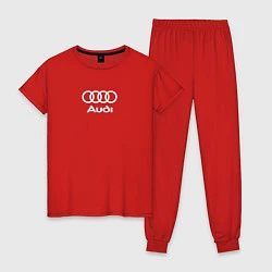 Пижама хлопковая женская Audi Ауди, цвет: красный