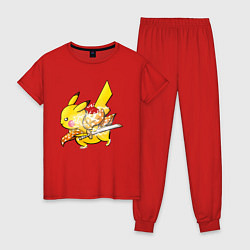 Пижама хлопковая женская ПикаСамурай, цвет: красный