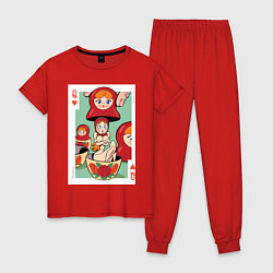 Пижама хлопковая женская Матрешка, цвет: красный