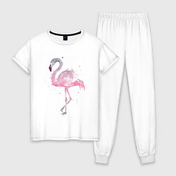 Пижама хлопковая женская Flamingo, цвет: белый