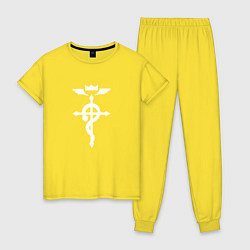 Пижама хлопковая женская Стальной алхимик, цвет: желтый