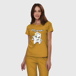 Пижама хлопковая женская Ща вылечим!, цвет: горчичный — фото 2