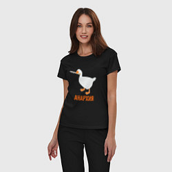 Пижама хлопковая женская Untitled Goose Анархия, цвет: черный — фото 2