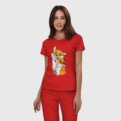 Пижама хлопковая женская Лисички, цвет: красный — фото 2