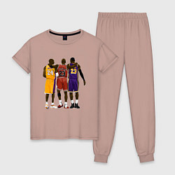 Пижама хлопковая женская Kobe, Michael, LeBron, цвет: пыльно-розовый