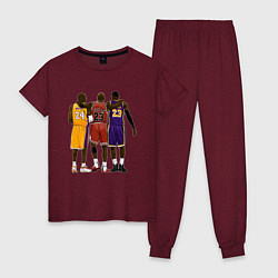 Пижама хлопковая женская Kobe, Michael, LeBron, цвет: меланж-бордовый
