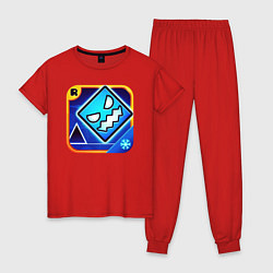 Пижама хлопковая женская Geometry Dash, цвет: красный