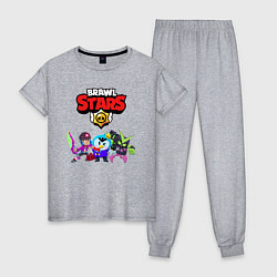 Пижама хлопковая женская BRAWL STARS, цвет: меланж