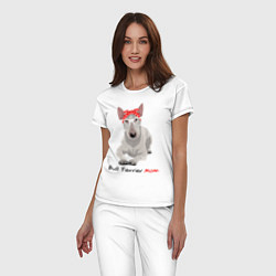 Пижама хлопковая женская Bull terrier Mom, цвет: белый — фото 2