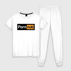 Пижама хлопковая женская PornNub, цвет: белый