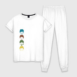Пижама хлопковая женская Beatles, цвет: белый