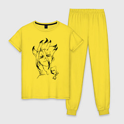 Пижама хлопковая женская Доктор Стоун, цвет: желтый