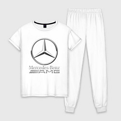 Пижама хлопковая женская MERCEDES-BENZ AMG цвета белый — фото 1