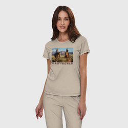 Пижама хлопковая женская Westworld Landscape, цвет: миндальный — фото 2
