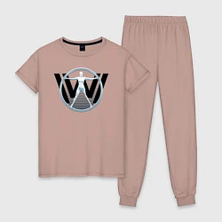 Пижама хлопковая женская Westworld, цвет: пыльно-розовый
