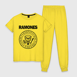 Пижама хлопковая женская RAMONES, цвет: желтый