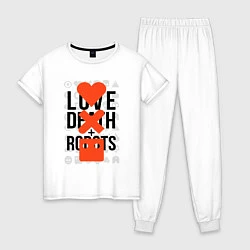 Пижама хлопковая женская LOVE DEATH ROBOTS LDR, цвет: белый