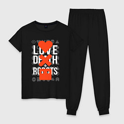 Пижама хлопковая женская LOVE DEATH ROBOTS LDR, цвет: черный