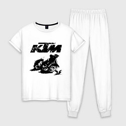 Пижама хлопковая женская KTM, цвет: белый