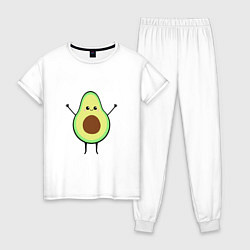 Пижама хлопковая женская Милый авокадо, цвет: белый