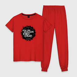 Пижама хлопковая женская Stop The Sullen Emo Crap, цвет: красный
