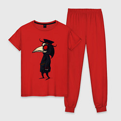 Пижама хлопковая женская ЧУМНОЙ ДОКТОР, цвет: красный