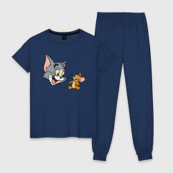 Пижама хлопковая женская Tom & Jerry, цвет: тёмно-синий