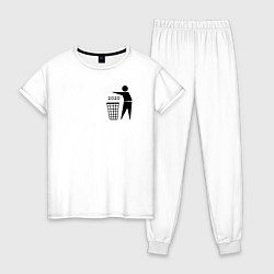 Пижама хлопковая женская Trash 2020, цвет: белый