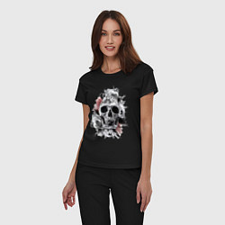 Пижама хлопковая женская Skull, цвет: черный — фото 2