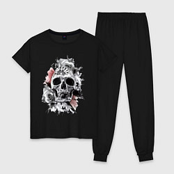 Пижама хлопковая женская Skull, цвет: черный