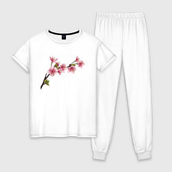 Пижама хлопковая женская Весна 2020, цвет: белый
