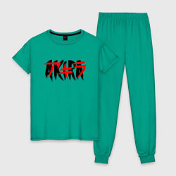 Пижама хлопковая женская AKIRA, цвет: зеленый
