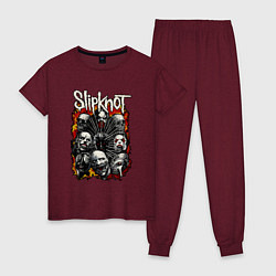 Пижама хлопковая женская Slipknot, цвет: меланж-бордовый