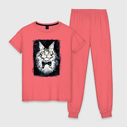 Пижама хлопковая женская Hello kittys!, цвет: коралловый
