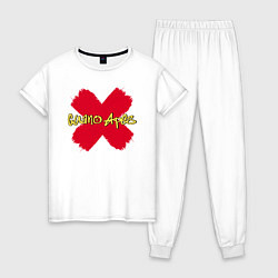 Пижама хлопковая женская Cross Guano Apes, цвет: белый