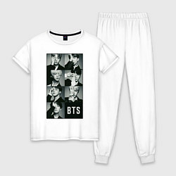 Пижама хлопковая женская BTS, цвет: белый