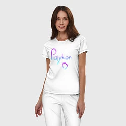 Пижама хлопковая женская PAYTON LOVE, цвет: белый — фото 2