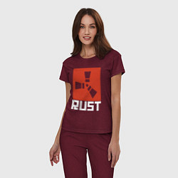Пижама хлопковая женская RUST, цвет: меланж-бордовый — фото 2