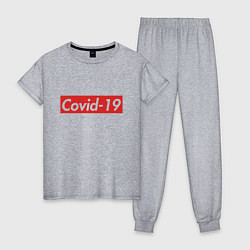 Пижама хлопковая женская COVID-19, цвет: меланж