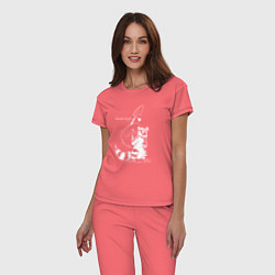 Пижама хлопковая женская Курьер - Енот - Пенсия, цвет: коралловый — фото 2