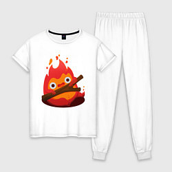 Пижама хлопковая женская Calcifer, цвет: белый