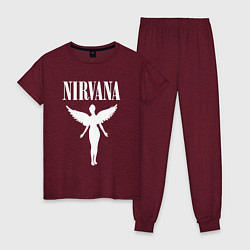 Пижама хлопковая женская NIRVANA, цвет: меланж-бордовый